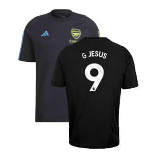 2023-2024 Arsenal Training Tee (Black) (G Jesus 9)