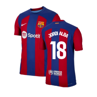 2023-2024 Barcelona Authentic Home Shirt (Jordi Alba 18)