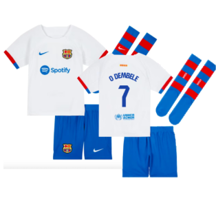 2023-2024 Barcelona Away Little Boys Mini Kit (O Dembele 7)