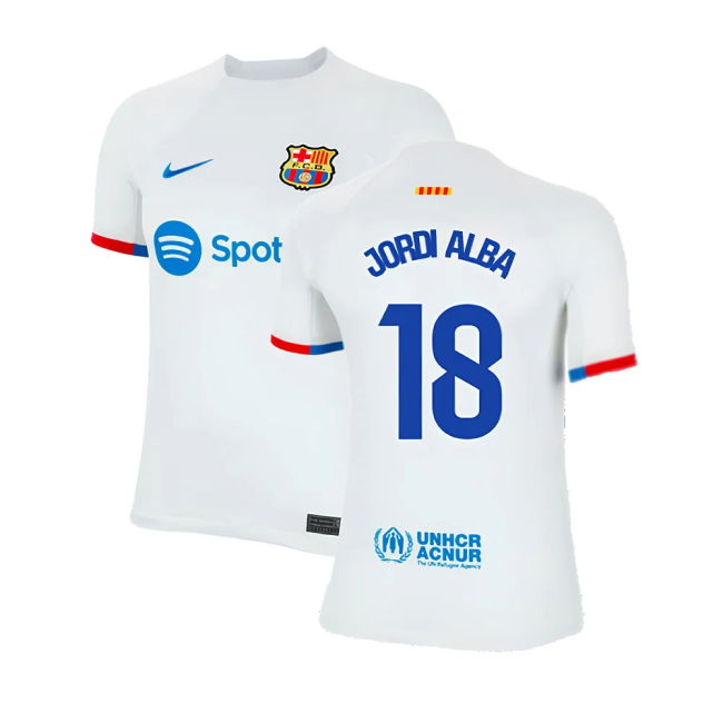 2023-2024 Barcelona Away Shirt (Kids) (Jordi Alba 18)