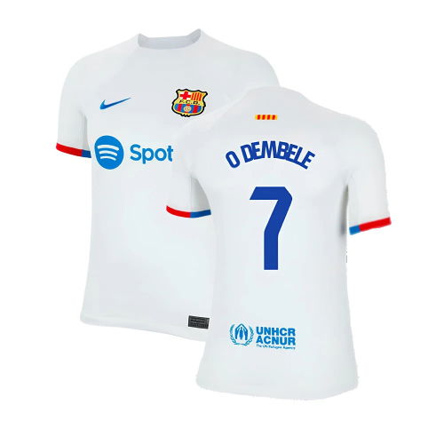 2023-2024 Barcelona Away Shirt (Kids) (O Dembele 7)