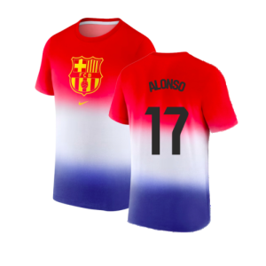 2023-2024 Barcelona Crest Tee (Blue) (Alonso 17)