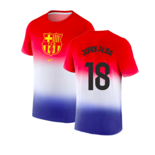 2023-2024 Barcelona Crest Tee (Blue) (Jordi Alba 18)