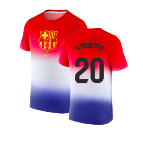2023-2024 Barcelona Crest Tee (Blue) (S Roberto 20)