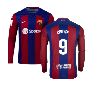 2023-2024 Barcelona Home Long Sleeve Shirt (Cruyff 9)