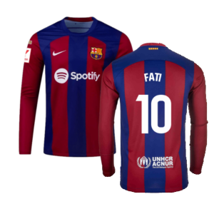2023-2024 Barcelona Home Long Sleeve Shirt (Fati 10)