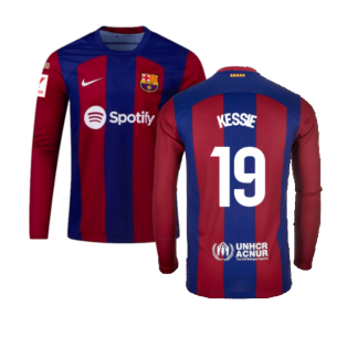 2023-2024 Barcelona Home Long Sleeve Shirt (Kessie 19)