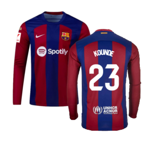 2023-2024 Barcelona Home Long Sleeve Shirt (Kounde 23)