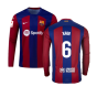 2023-2024 Barcelona Home Long Sleeve Shirt (Xavi 6)