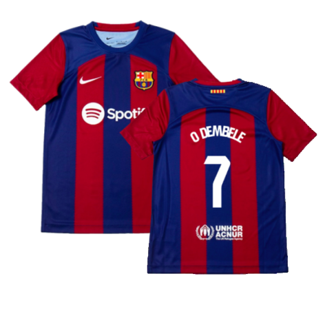2023-2024 Barcelona Home Shirt (Kids) (O Dembele 7)