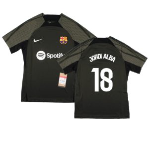 2023-2024 Barcelona Strike Dri-Fit Training Shirt (Sequoia) - Kids (Jordi Alba 18)