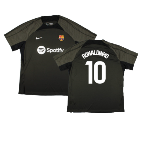 2023-2024 Barcelona Strike Dri-Fit Training Shirt (Sequoia) (Ronaldinho 10)
