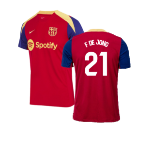 2023-2024 Barcelona Strike Training Shirt (Red) (F De Jong 21)