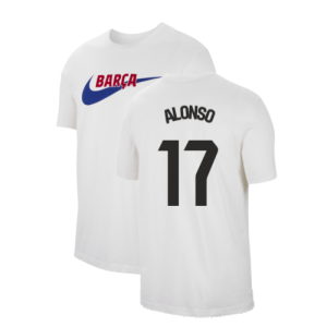 2023-2024 Barcelona Swoosh Club Tee (White) (Alonso 17)