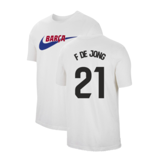 2023-2024 Barcelona Swoosh Club Tee (White) (F De Jong 21)