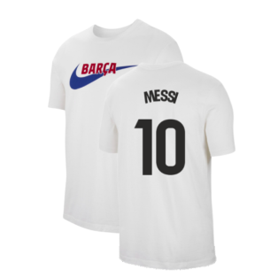 2023-2024 Barcelona Swoosh Club Tee (White) (Messi 10)