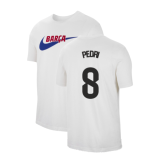 2023-2024 Barcelona Swoosh Club Tee (White) (Pedri 8)