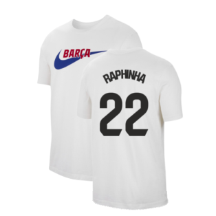 2023-2024 Barcelona Swoosh Club Tee (White) (Raphinha 22)