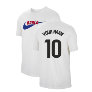 2023-2024 Barcelona Swoosh Club Tee (White) (Your Name)