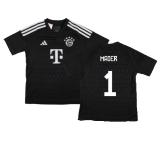 2023-2024 Bayern Munich Goalkeeper Shirt (Black) - Kids (MAIER 1)