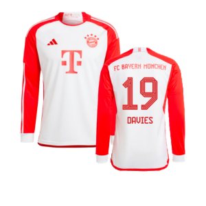 2023-2024 Bayern Munich Long Sleeve Home Shirt (Kids) (Davies 19)
