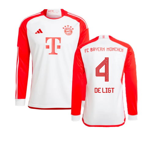 2023-2024 Bayern Munich Long Sleeve Home Shirt (Kids) (De Ligt 4)