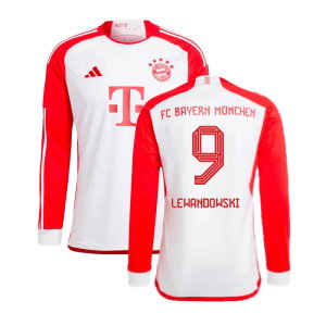 2023-2024 Bayern Munich Long Sleeve Home Shirt (Lewandowski 9)