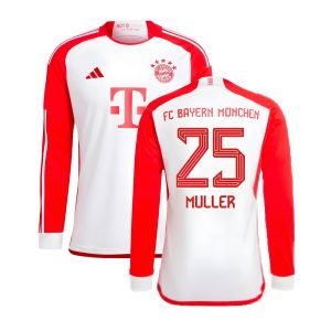 2023-2024 Bayern Munich Long Sleeve Home Shirt (Muller 25)