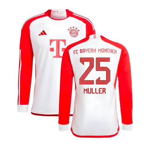 2023-2024 Bayern Munich Long Sleeve Home Shirt (Muller 25)