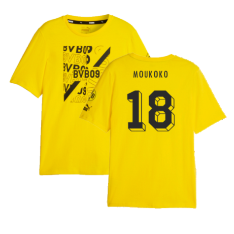 2023-2024 Borussia Dortmund FtblCore Graphic Tee (Yellow) (Moukoko 18)