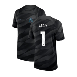 2023-2024 Chelsea Home Goalkeeper Shirt (Black) - Kids (Cech 1)