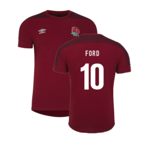 2023-2024 England Rugby Presentation T-Shirt (Tibetan Red) (Ford 10)