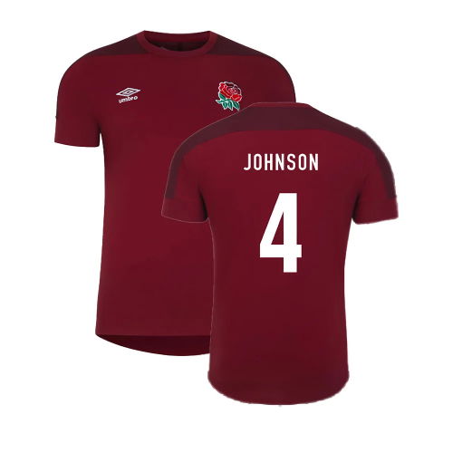 2023-2024 England Rugby Presentation T-Shirt (Tibetan Red) (Johnson 4)