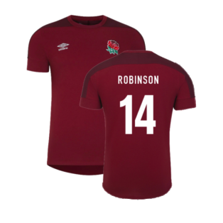 2023-2024 England Rugby Presentation T-Shirt (Tibetan Red) (Robinson 14)