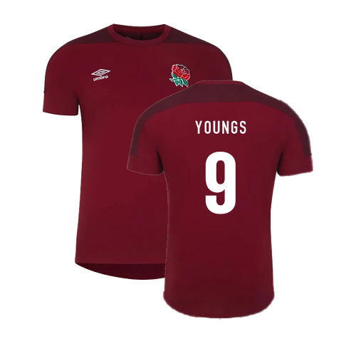 2023-2024 England Rugby Presentation T-Shirt (Tibetan Red) (Youngs 9)