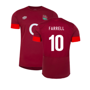 2023-2024 England Rugby Relaxed Training Shirt (Tibetan Red) (Farrell 10)