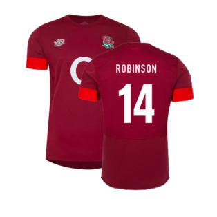 2023-2024 England Rugby Relaxed Training Shirt (Tibetan Red) (Robinson 14)
