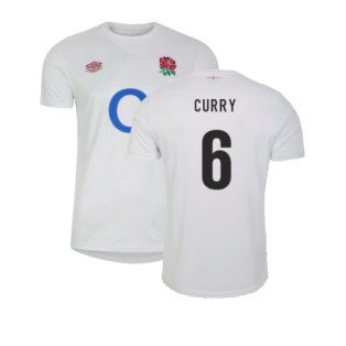 2023-2024 England Rugby Warm Up Jersey (Brilliant White) (Curry 6)