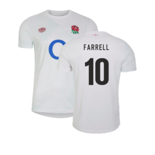 2023-2024 England Rugby Warm Up Jersey (Brilliant White) (Farrell 10)