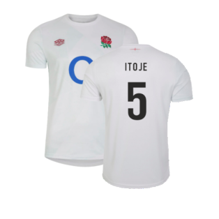 2023-2024 England Rugby Warm Up Jersey (Brilliant White) (Itoje 5)