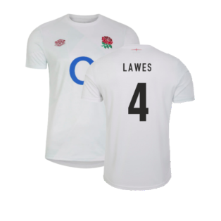 2023-2024 England Rugby Warm Up Jersey (Brilliant White) (Lawes 4)