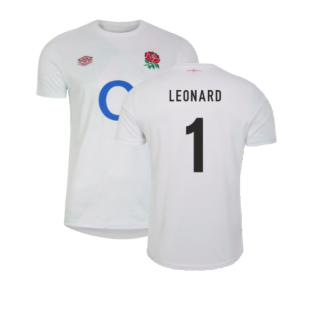 2023-2024 England Rugby Warm Up Jersey (Brilliant White) (Leonard 1)