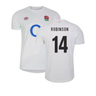 2023-2024 England Rugby Warm Up Jersey (Brilliant White) (Robinson 14)