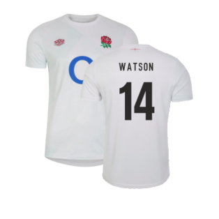 2023-2024 England Rugby Warm Up Jersey (Brilliant White) (Watson 14)