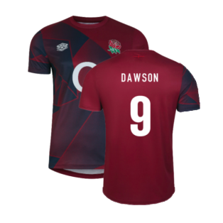 2023-2024 England Rugby Warm Up Jersey (Tibetan Red) (Dawson 9)