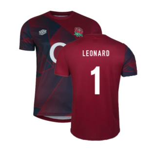 2023-2024 England Rugby Warm Up Jersey (Tibetan Red) (Leonard 1)