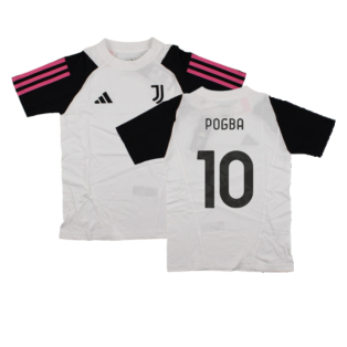 2023-2024 Juventus Cotton Tee (White) - Kids (POGBA 10)