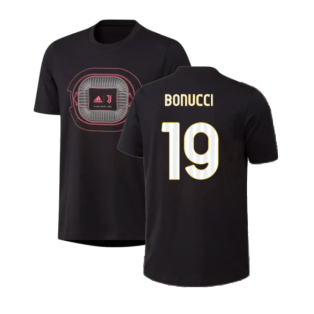 2023-2024 Juventus Graphic T-Shirt (Black) (BONUCCI 19)