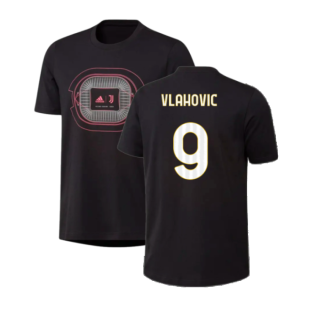 2023-2024 Juventus Graphic T-Shirt (Black) (VLAHOVIC 9)