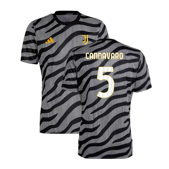 2023-2024 Juventus Pre-Match Shirt (Black) (CANNAVARO 5)